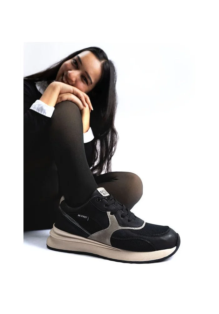 Bacca Bucci Black and Silver NYC Low-Top  Sneakers—for Gen Z Fashionistas for Women | Best Price UAE